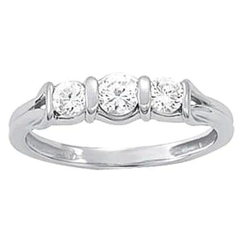 0.60 Carat Réel Diamants Bague de Fiançailles Trois Pierres Or Blanc 14K
