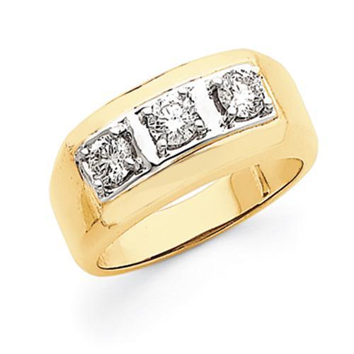 0.75 Carats Bague Homme Naturel Diamant Trois Pierres 14K Deux Tons Nouveau