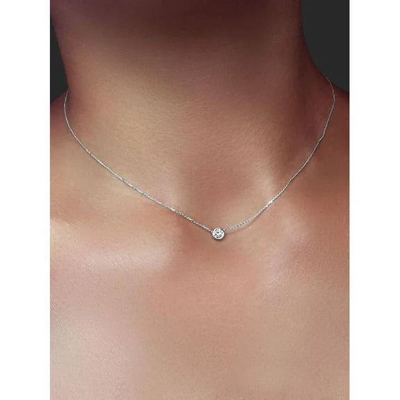 0.75 Carats Collier Pendentif Dames Réel Diamant Rond 14K Or Blanc