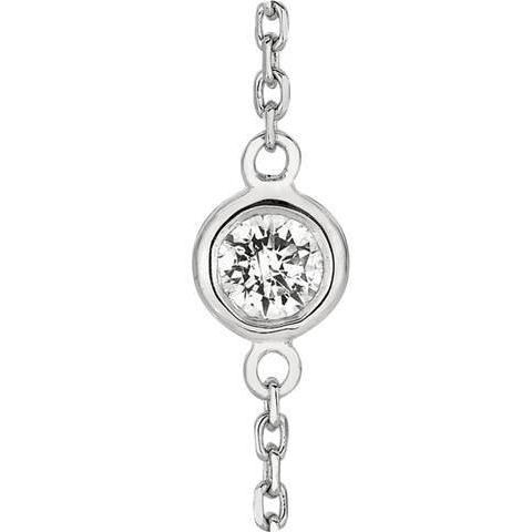 0.75 Carats Lunette Sertie De Réel Diamants Collier Pendentif Or Blanc 14K