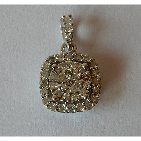 0.75 Carats Pendentif Réel Diamant Or Blanc 14K