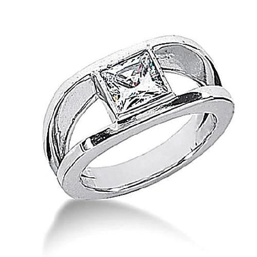 0.75 Carats Réel Diamant Solitaire Bague De Fiançailles Taille Princesse
