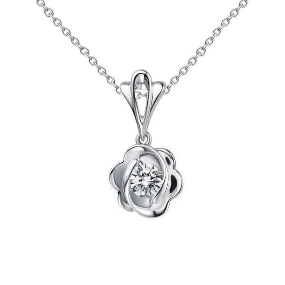 0.75 Carats Solitaire Pendentif Réel Diamant Pétillant Or Blanc 14K