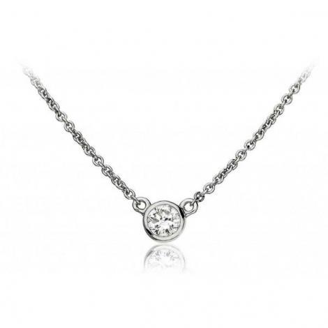 0.75 carats lunette ronde sertie collier pendentif en or blanc 14 carats - HarryChadEnt.FR