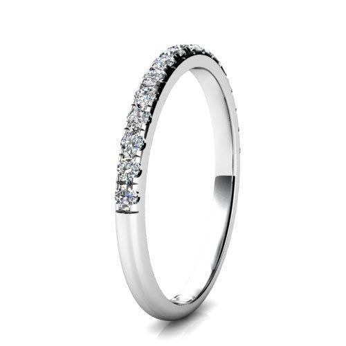 0.80 Ct Serti De Griffes Naturel Diamant Rond Demi-Éternité Bande Or Blanc 14K