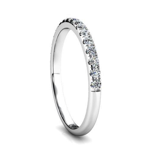 0.80 Ct Serti De Griffes Naturel Diamant Rond Demi-Éternité Bande Or Blanc 14K