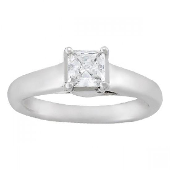 0.90 Carats Bague Solitaire De Fiançailles Véritable Diamant Or Blanc 14K