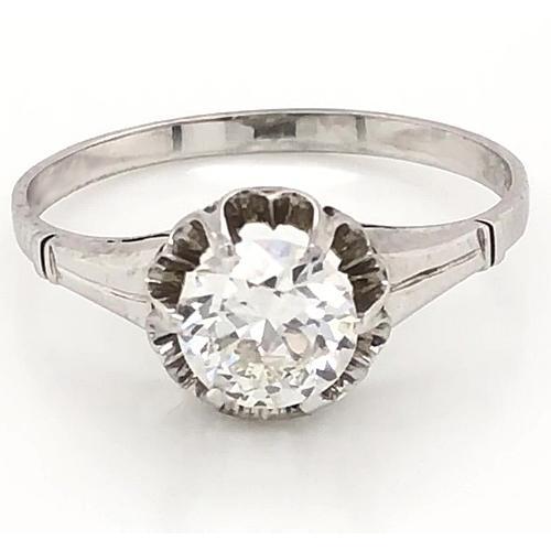 1 Carat Solitaire Véritable Diamant Bague Femme Or Blanc Bijoux 14K Neuf