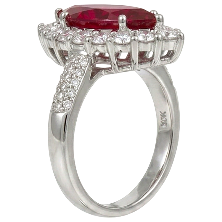 10.50 Ct Rubis Rouge Taille Marquise Avec Diamant Naturels Extraits des Mines ( et non cultivés en laboratoire ) Bague Or Blanc 14K