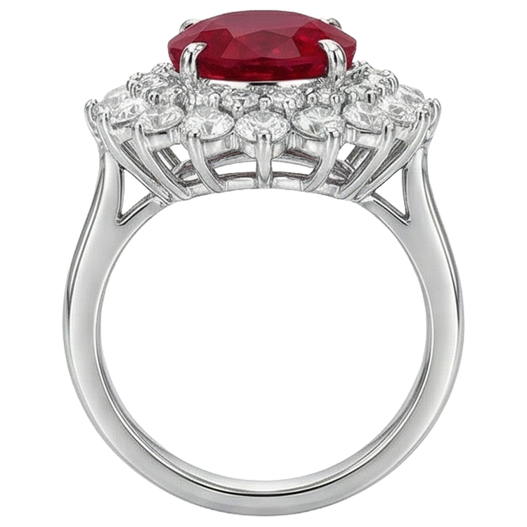 11.75 carats rubis rouge avec diamants bague en or blanc 14K
