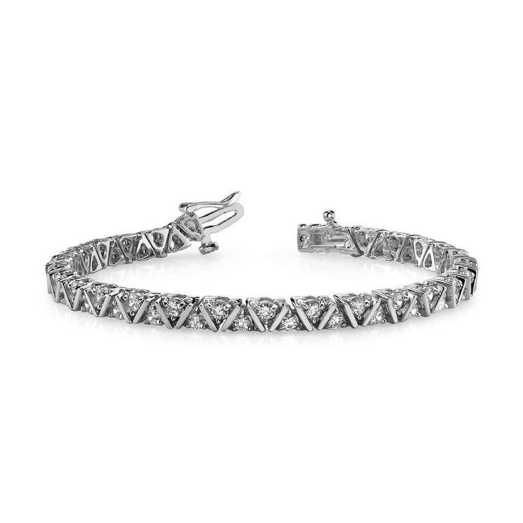 11.10 Carats Bracelet Clôture Appuyée Naturel Diamants Taille Ronde Or Blanc 14K