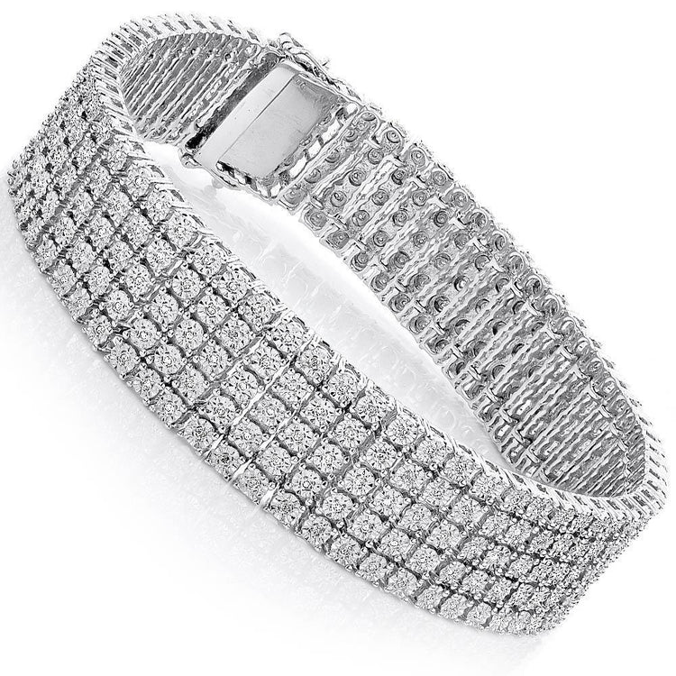 12 Carats Coupe Ronde Hommes Naturel Diamant Bracelet Or 14K Bijoux