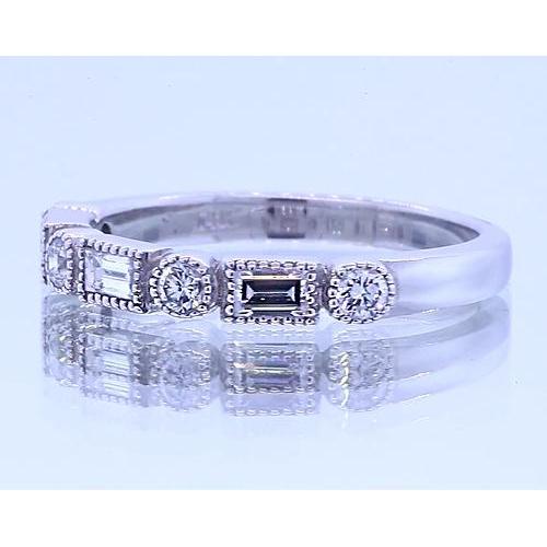 1,20 Carats Bague Anniversaire Naturel Diamant Rond & Baguettes Or Blanc 14K