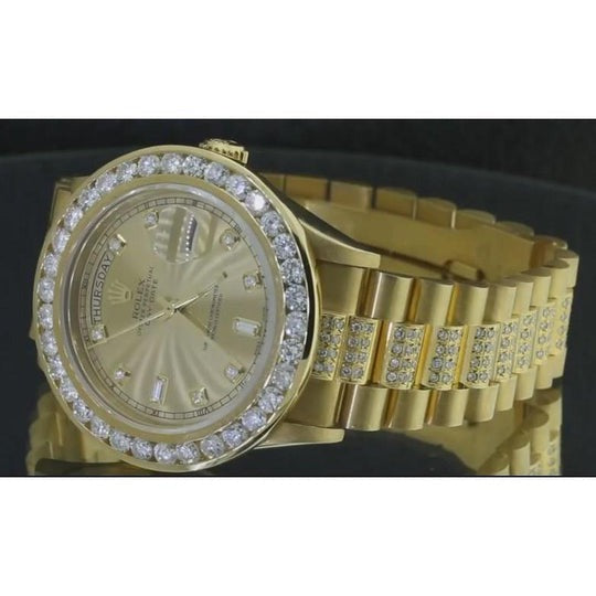 12 ct. Montre Rolex présidentielle à diamants personnalisés glacés