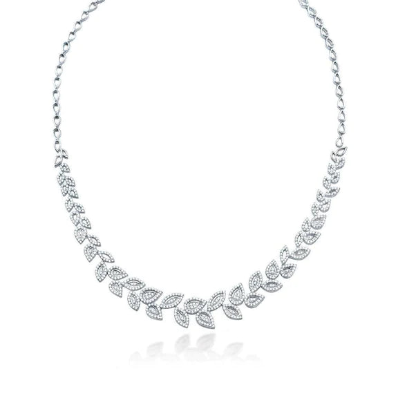 14 Carats Réel Diamant Rond Dames Beau Collier Bijoux En Or Massif