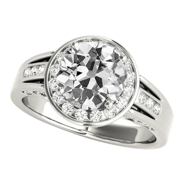 14K Gold Halo Round Old Miner Réel Diamond Ring Split Thick Shank 4.25 Carats