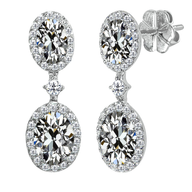 Diamant Fin Taille Old Mine Puces d'Oreilles en Or Blanc 14 Carats – vue principale