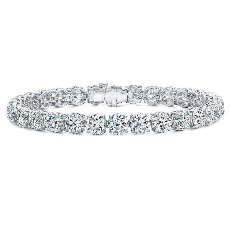 14.4 Ct rond Serti De Griffes Bracelet Tennis Véritable Diamant Bijoux En Or Blanc