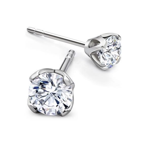 Puces d'Oreilles Or Blanc 14 Carats avec Diamant Fin – vue principale