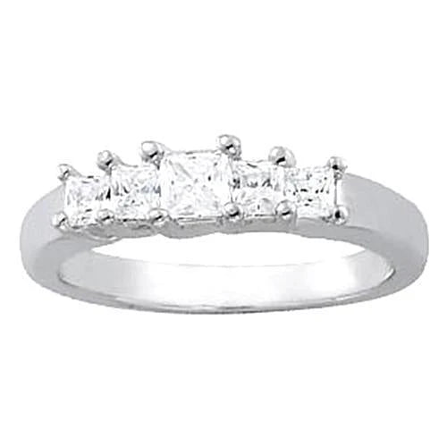 1,50 Carats Bague De Fiançailles Princesse en Réel Diamant Or Blanc 14K