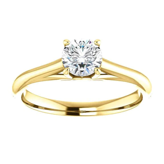 1,50 Cts. Solitaire Or Jaune Réel Diamant 4 Griffes