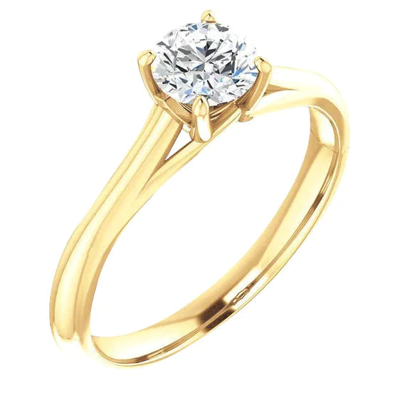 1,50 Cts. Solitaire Or Jaune Réel Diamant 4 Griffes