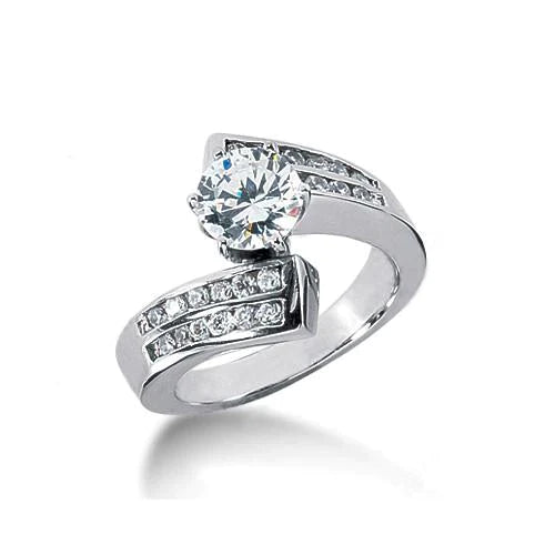 1,51 Ct. Bague Solitaire En Véritable Diamant Avec Accents