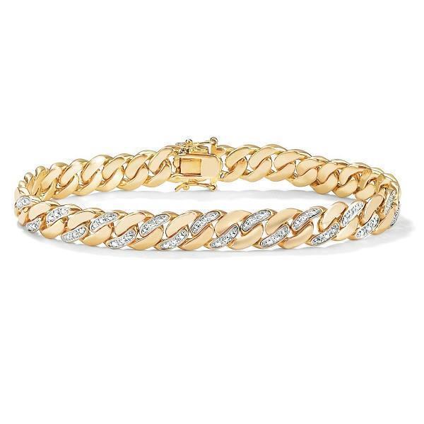 1,85 Carats Bracelet Pour Homme En Or Jaune 14K Avec Naturel Diamants Ronds