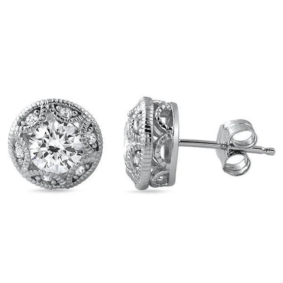 1.20 Carats Réel Diamant Boucles D'Oreilles Femme Or Blanc 14K