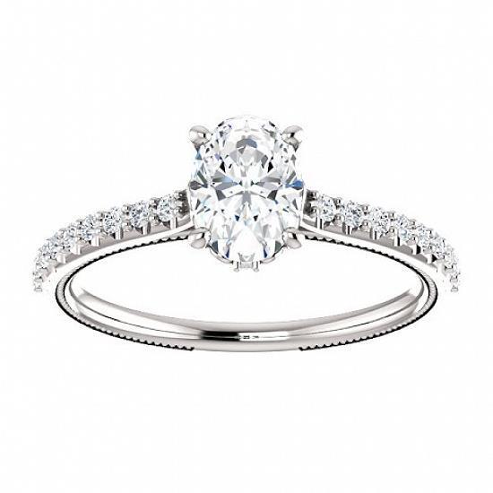 1.20 Carats Solitaire Avec Accents Réel Diamant Bague Dame Or Bijoux