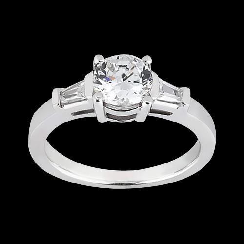 1.20 ct. Alliance Véritable Diamants Trois Pierres Ronde & Taille Baguette
