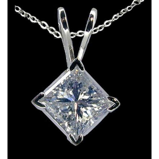 1.25 ct. Collier Pendentif Solitaire Naturel Diamant G Si1 Or Blanc