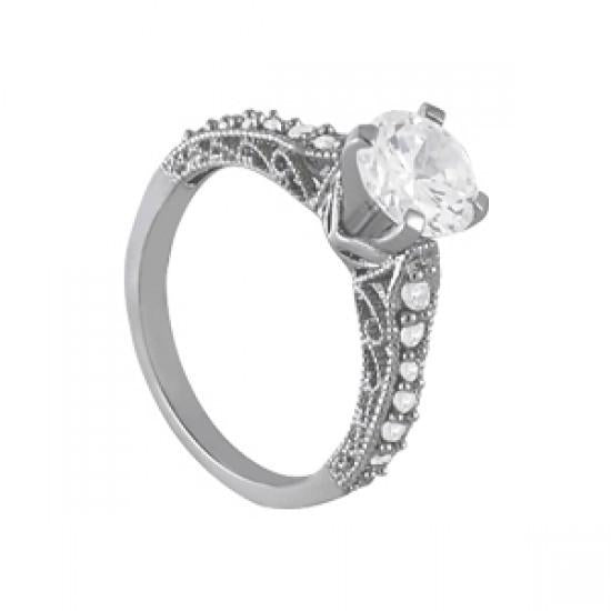 1.30 ct. Solitaire Avec Accents Bague De Fiançailles Réel Diamant 14K