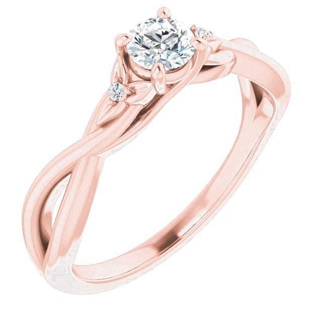 1.40 Carats Bague Trois Pierres Réel Diamant Or Rose 14K Tige Torsadée Nouveau