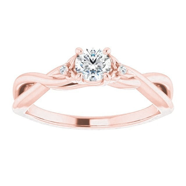 1.40 Carats Bague Trois Pierres Réel Diamant Or Rose 14K Tige Torsadée Nouveau