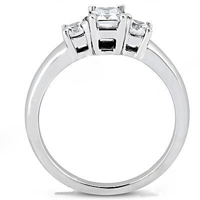 1.41 Ct. Bague Réel Diamant Trois Pierres Taille Emeraude Bijoux En Or Neuf