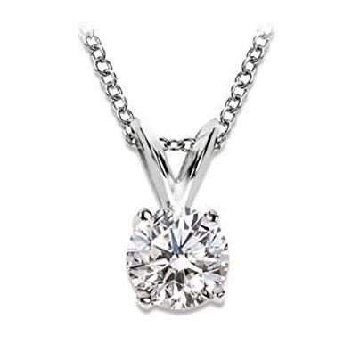 1.5 Carats Authentique Diamant Rond Solitaire Pendentif Or Blanc Femmes Bijoux