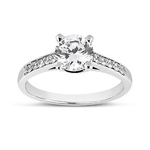 1.50 Carat Bague Anniversaire Réel Diamant Brillant Rond Or Blanc 14K