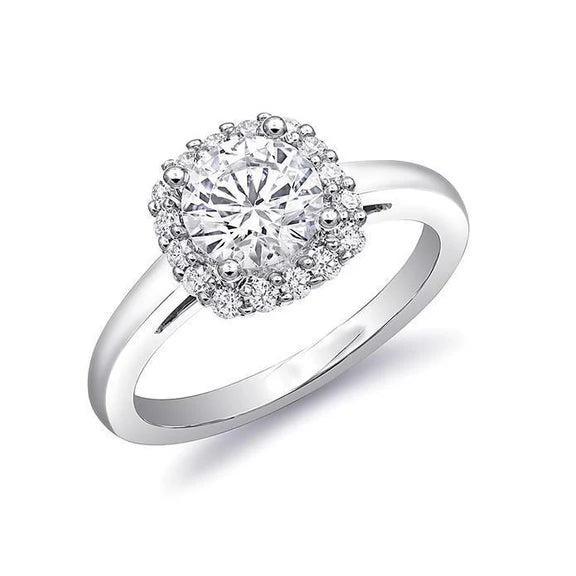 1.50 Carat Bague De Fiançailles Halo De Réel Diamants En Or Blanc 14K
