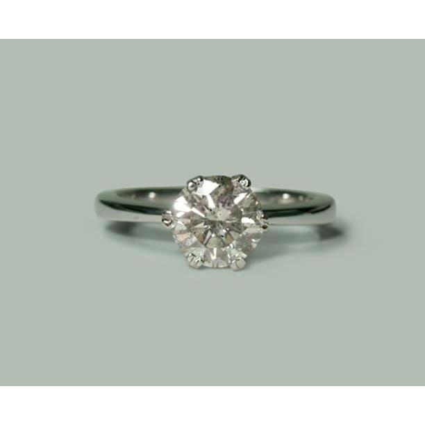 1.50 Carat Bague Réel Diamant Solitaire Ronde Or Blanc 14K Bijoux