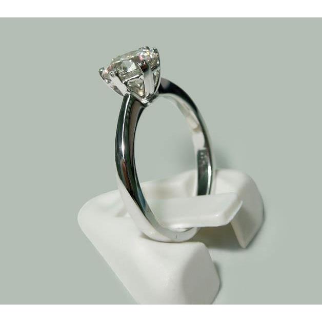 1.50 Carat Bague Réel Diamant Solitaire Ronde Or Blanc 14K Bijoux