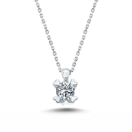 1.50 Carat Collier Pendentif Naturel Diamant Taille Ronde Or Blanc 14K