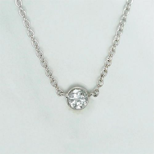 1.50 Carat Solitaire Lunette Sertie Collier Pendentif Naturel Diamant Or Blanc