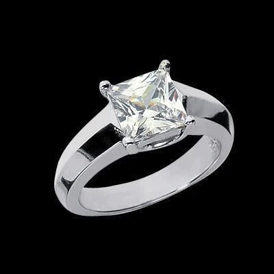 1.50 Carats Princesse Naturel Diamant Solitaire Bague 4 Griffes Or Bijoux