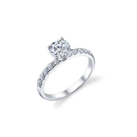 1.50 Ct Solitaire Avec Accent Réel Diamants Bague de Fiançailles Or Blanc 14K