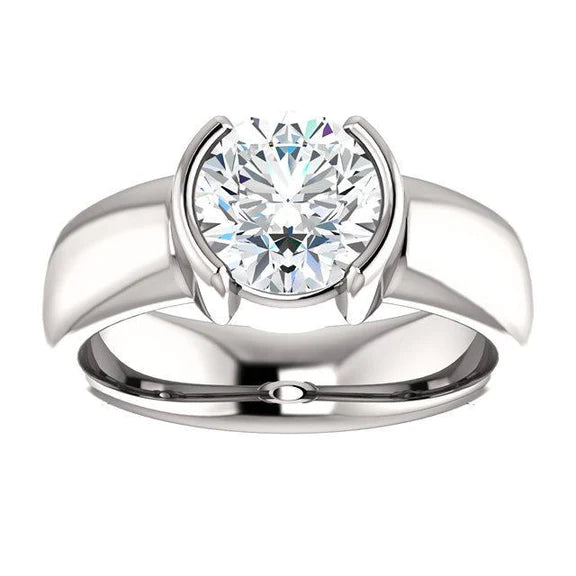 1.50 Ct. Bague Solitaire Demi-Clos Avec Réel Diamants Ronds Etincelants