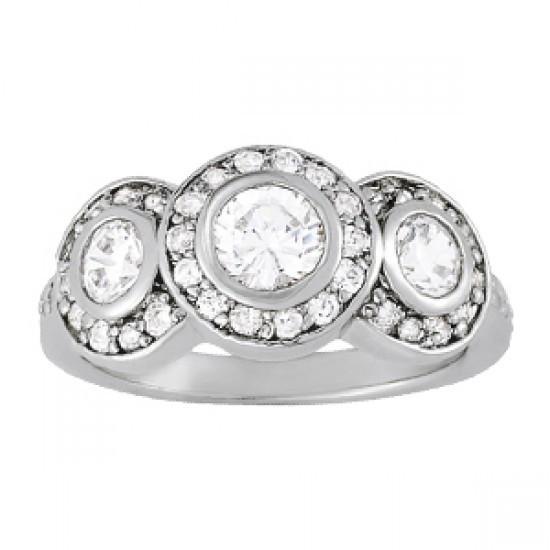 1.50 Ct. Bague de Fiançailles Fantaisie Réel Diamant Style Trois Pierres Or 14K