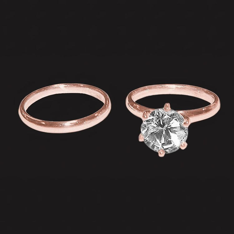 1.50 Ct. Ensemble De Bagues De Bijoux En Réel Diamant Champagne Or Rose