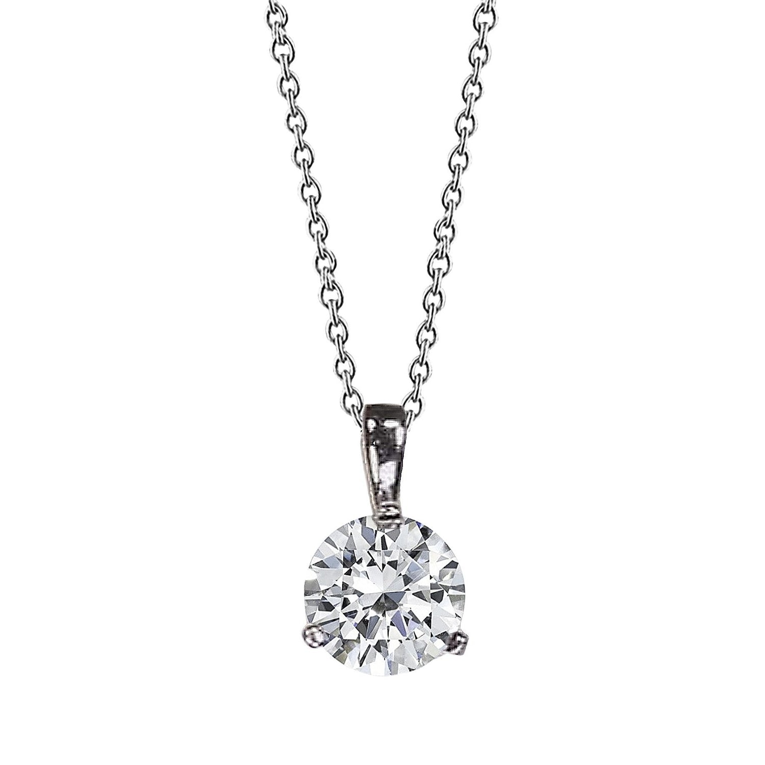 1.50 Pendentif Collier Réel Diamant Rond Or Blanc 14K