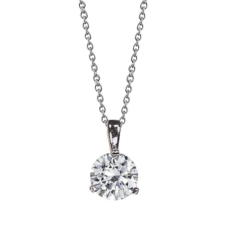 1.50 Pendentif Collier Réel Diamant Rond Or Blanc 14K